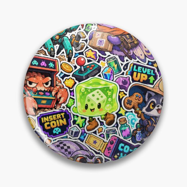 Item preview, Side Quest Crew – Cute Arcade Gaming Sticker Bomb designed and sold by Inked Legacy.