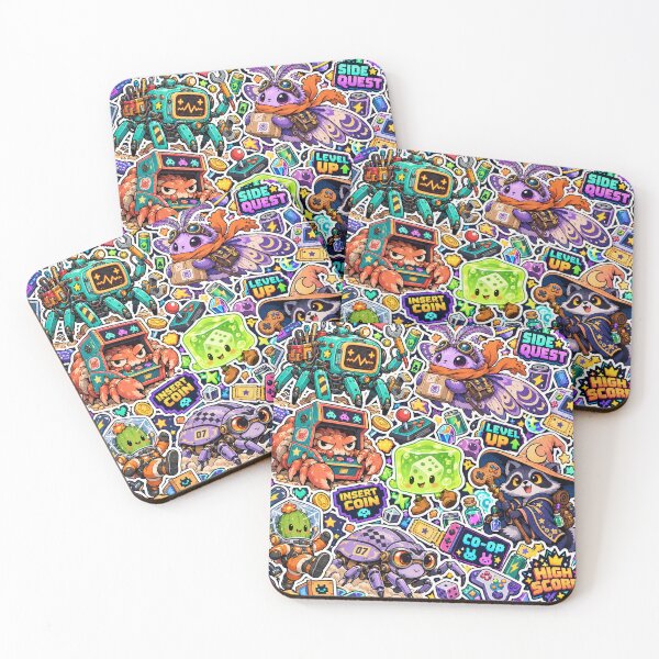 Item preview, Side Quest Crew – Cute Arcade Gaming Sticker Bomb designed and sold by Inked Legacy.