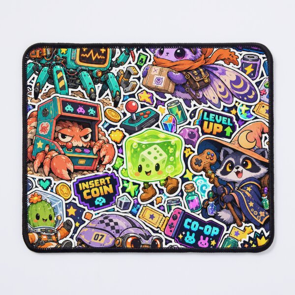 Item preview, Side Quest Crew – Cute Arcade Gaming Sticker Bomb designed and sold by Inked Legacy.