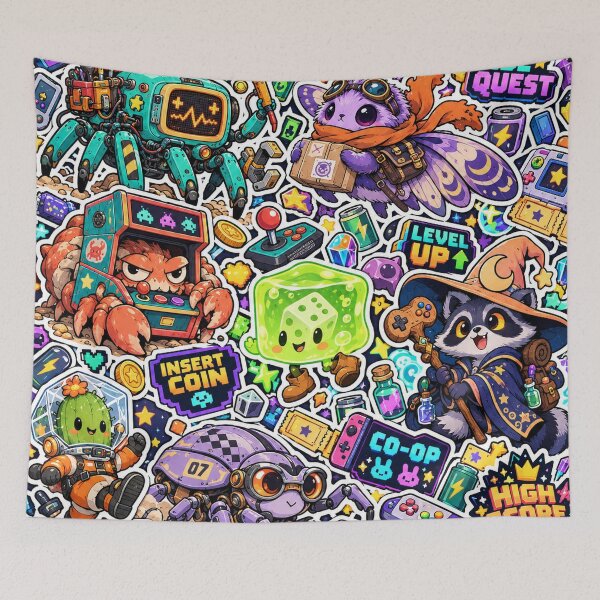 Item preview, Side Quest Crew – Cute Arcade Gaming Sticker Bomb designed and sold by Inked Legacy.