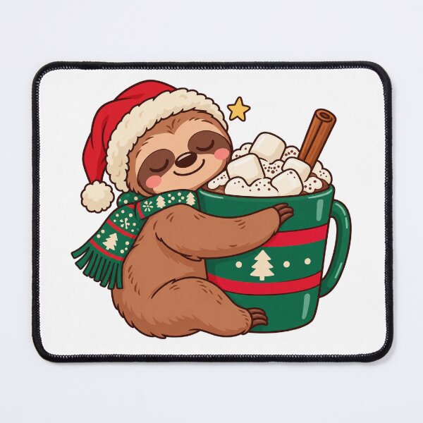 Item preview, Christmas Sloth Hugging a Hot Cocoa Mug designed and sold by skyartdesign.