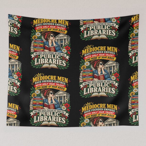 Item preview, Public Libraries Feminist Book Lover Girl Reading Literature Vintage Art designed and sold by GiftsProShop.