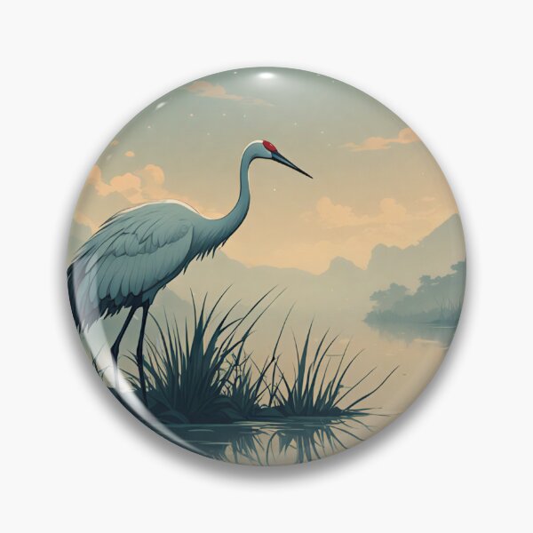Item preview, Misty Crane Lake – Soft Oriental Sunset Art Print designed and sold by 7th-Lunar-Phase.