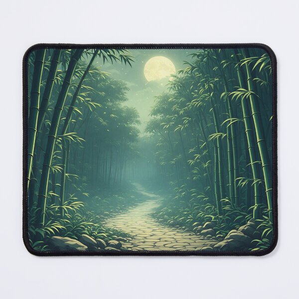 Item preview, Moonlit Bamboo Path – Enchanted Forest Art Print designed and sold by 7th-Lunar-Phase.