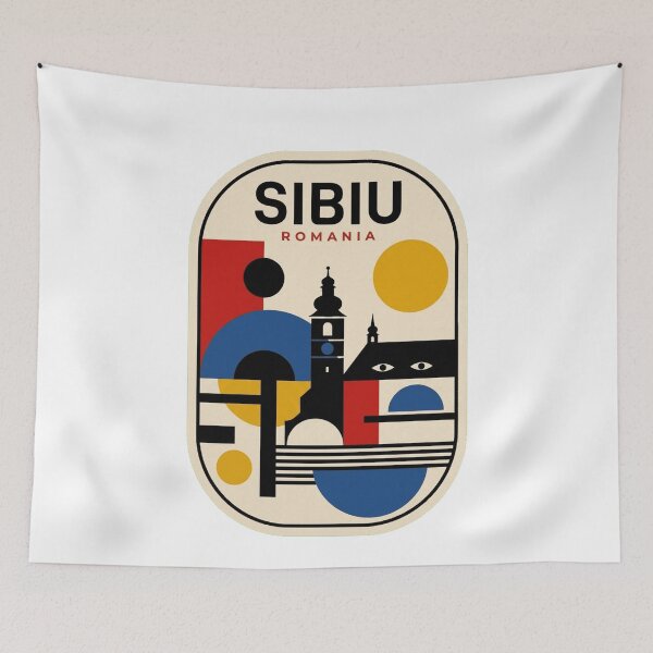 Item preview, Retro Sibiu Bauhaus Geometric Skyline designed and sold by k3rstman1.