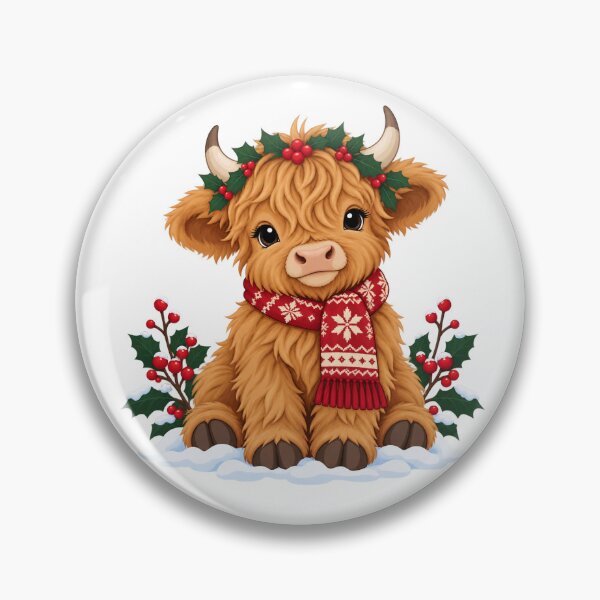 Item preview, Cozy Winter Highland Cow with Red Scarf designed and sold by skyartdesign.
