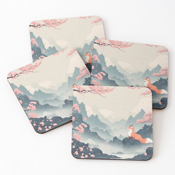 Item preview, Cherry Blossom Fox – Soft Anime Oriental Landscape Print designed and sold by 7th-Lunar-Phase.