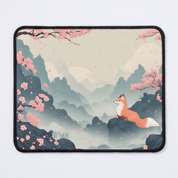 Item preview, Cherry Blossom Fox – Soft Anime Oriental Landscape Print designed and sold by 7th-Lunar-Phase.