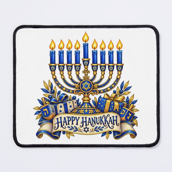 Item preview, Happy Hanukkah Blue and Gold Menorah designed and sold by skyartdesign.