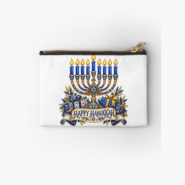 Item preview, Happy Hanukkah Blue and Gold Menorah designed and sold by skyartdesign.