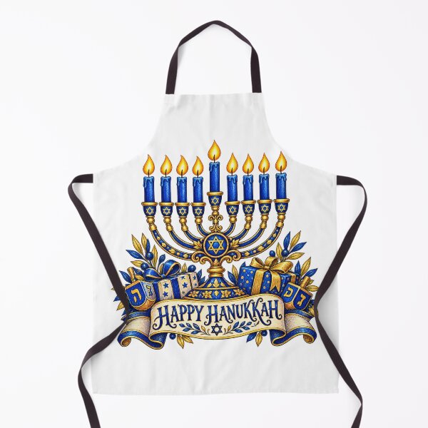 Item preview, Happy Hanukkah Blue and Gold Menorah designed and sold by skyartdesign.