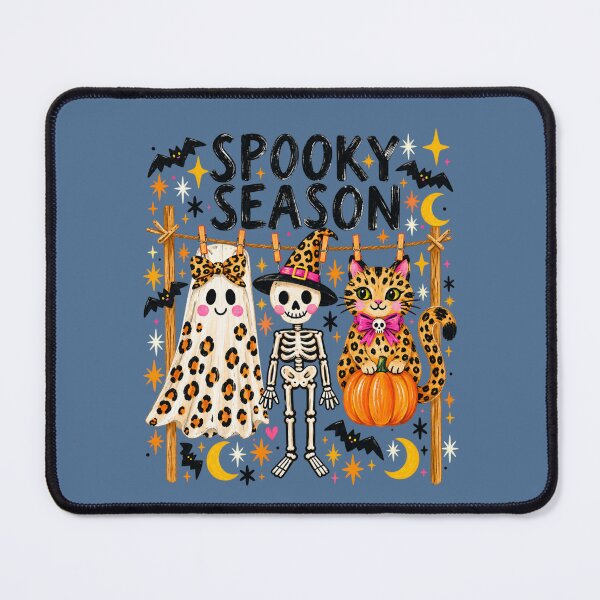 Item preview, Spooky Season Leopard Ghost Skeleton Cat Preppy Halloween Art designed and sold by AmiGraph.