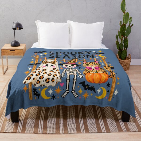 Item preview, Spooky Season Leopard Ghost Skeleton Cat Preppy Halloween Art designed and sold by AmiGraph.