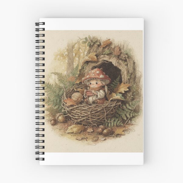 Item preview, Mushroom Sprite Knitting in a Nest designed and sold by PictorialWhimsy.