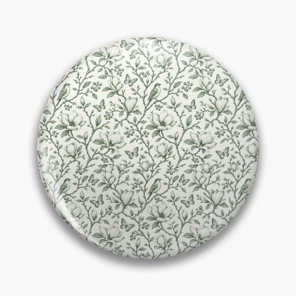 Item preview, Sage Green and Cream Toile Tree Branches With Birds and Butterflies  designed and sold by DrewRomeoCo.