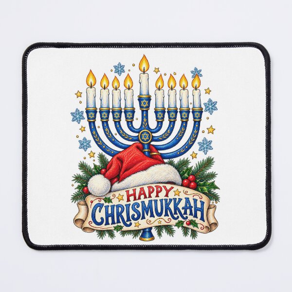 Item preview, Happy Chrismukkah Menorah with Santa Hat designed and sold by skyartdesign.