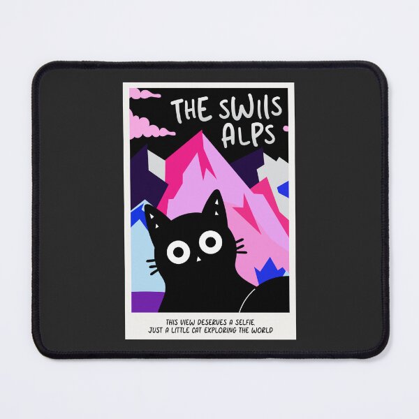 Item preview, My Little Swiss Escape – Cute Cat in the Alps designed and sold by DibujandoPorfa.