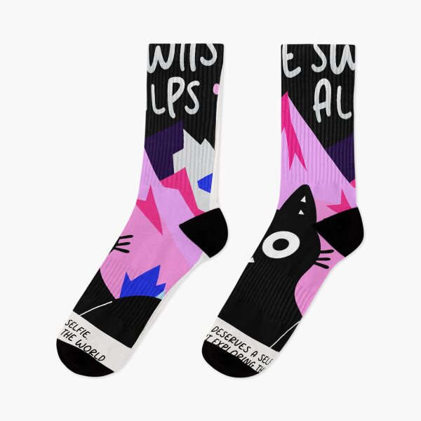 Item preview, My Little Swiss Escape – Cute Cat in the Alps designed and sold by DibujandoPorfa.