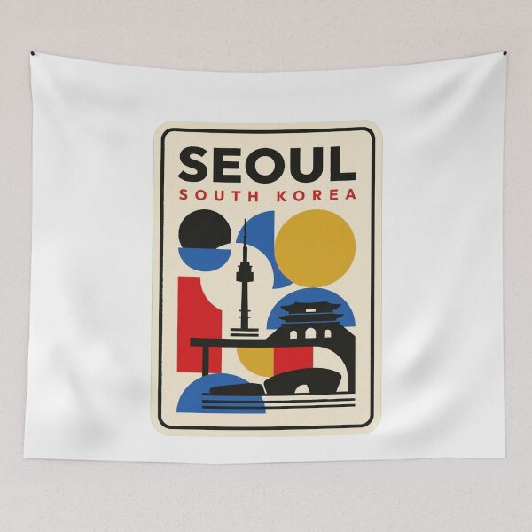 Item preview, Retro Seoul Bauhaus Geometric Skyline designed and sold by k3rstman1.