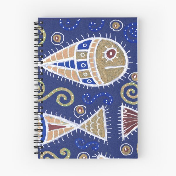 Item preview, Fish Pattern in Navy Blue and Gold designed and sold by Fani*.