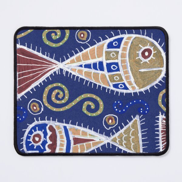 Item preview, Fish Pattern in Navy Blue and Gold designed and sold by Fani*.