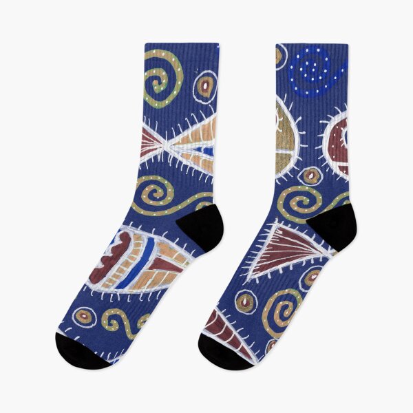 Item preview, Fish Pattern in Navy Blue and Gold designed and sold by Fani*.
