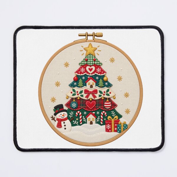Item preview, Christmas Tree in a Decorative Embroidery Hoop designed and sold by skyartdesign.