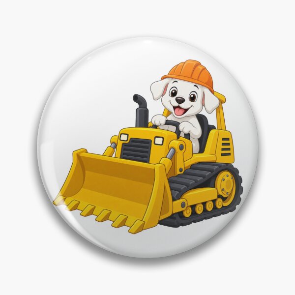 Item preview, Happy Puppy Driving a Yellow Bulldozer designed and sold by skyartdesign.