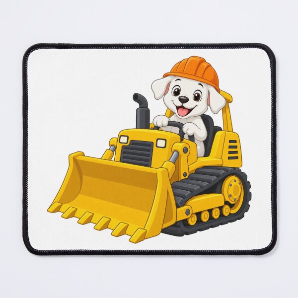 Item preview, Happy Puppy Driving a Yellow Bulldozer designed and sold by skyartdesign.