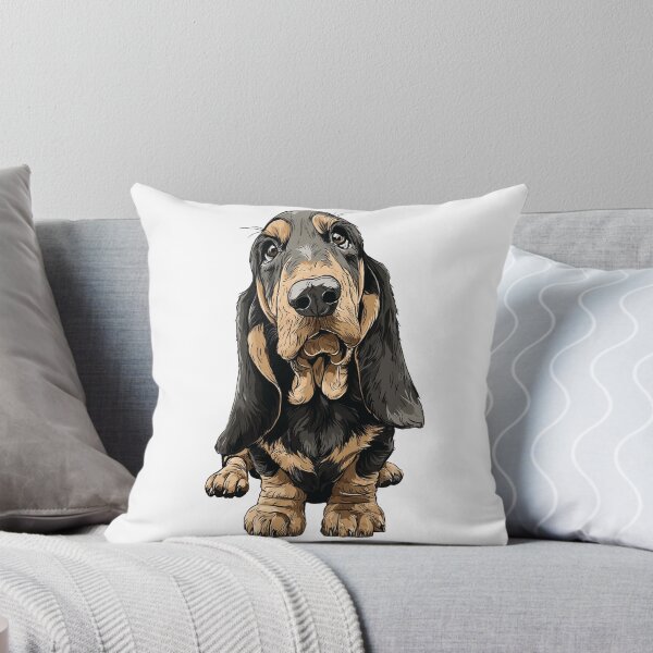 Item preview, Black and Brown Basset Hound Dog Illustration designed and sold by whyitsme.