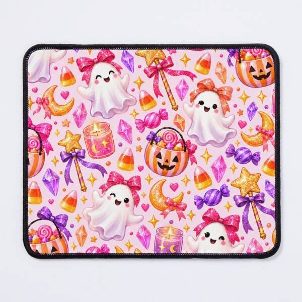 Item preview, Cute Pink Halloween Ghosts & Candy Seamless Pattern – Kawaii Spooky Coquette Halloween designed and sold by K3DreamKreations .