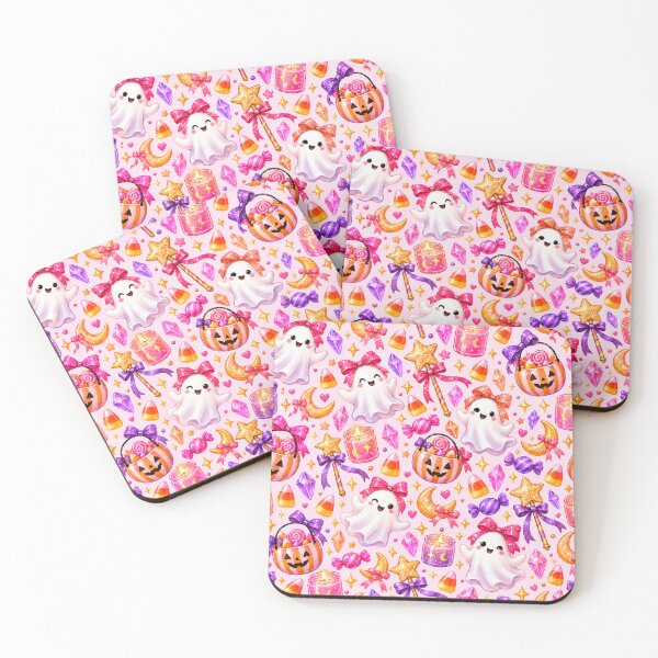Item preview, Cute Pink Halloween Ghosts & Candy Seamless Pattern – Kawaii Spooky Coquette Halloween designed and sold by K3DreamKreations .