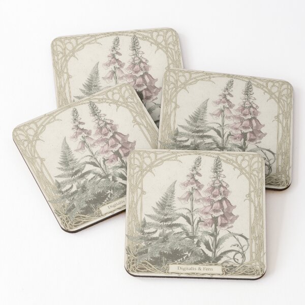 Item preview, Botanical Foxglove and Fern Study in Gilt designed and sold by PictorialWhimsy.