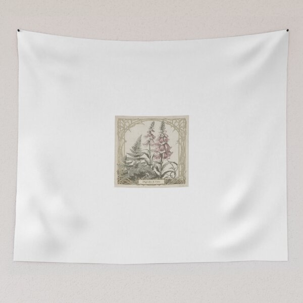 Item preview, Botanical Foxglove and Fern Study in Gilt designed and sold by PictorialWhimsy.