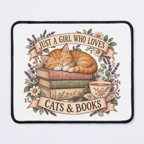 Item preview, Just a Girl Who Loves Cats and Books designed and sold by skyartdesign.