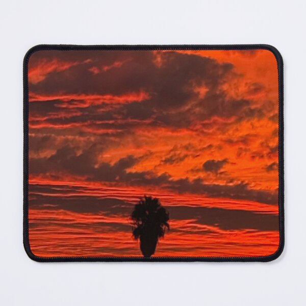 Item preview, Fiery Red Sunset Over Palm Tree designed and sold by DottsSpot.
