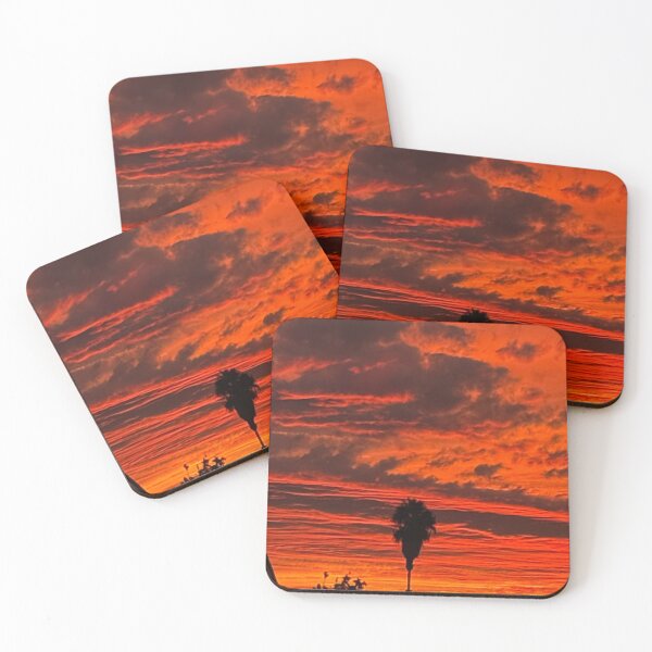 Item preview, Fiery Red Sunset Over Palm Tree designed and sold by DottsSpot.