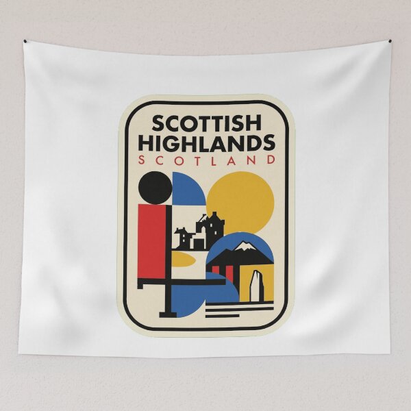 Item preview, Retro Scottish Highlands Bauhaus Geometric Skyline designed and sold by k3rstman1.
