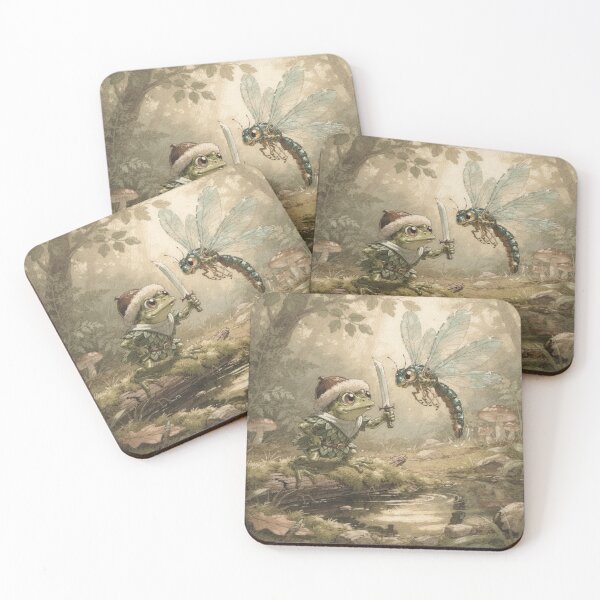 Item preview, Tiny Frog Knight vs Dragonfly designed and sold by PictorialWhimsy.