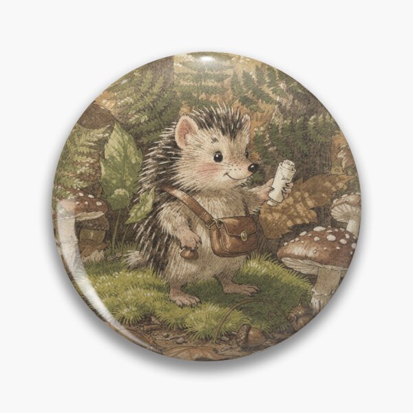 Item preview, Hedgehog Postman Delivering Acorn Mail designed and sold by PictorialWhimsy.