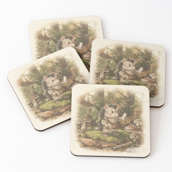 Item preview, Hedgehog Postman Delivering Acorn Mail designed and sold by PictorialWhimsy.