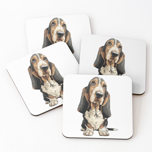 Item preview, Tricolor Basset Hound Dog Illustration designed and sold by whyitsme.