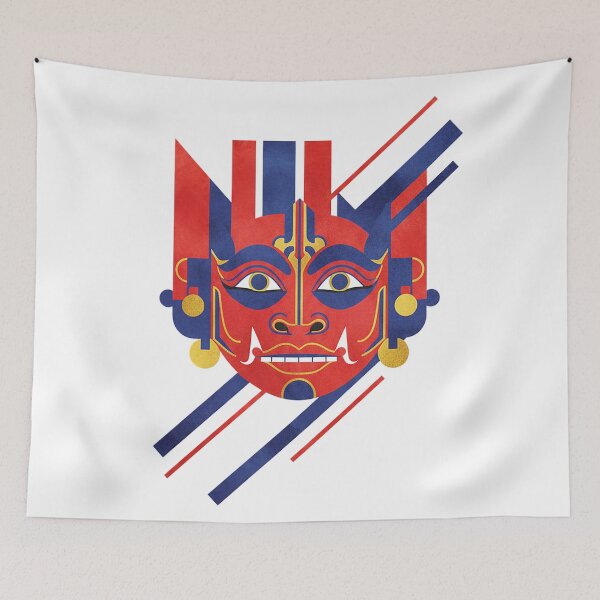 Item preview, Retro Geometric Barong Mask – Traditional Balinese Mythology Pop Art Design designed and sold by cannsuh.
