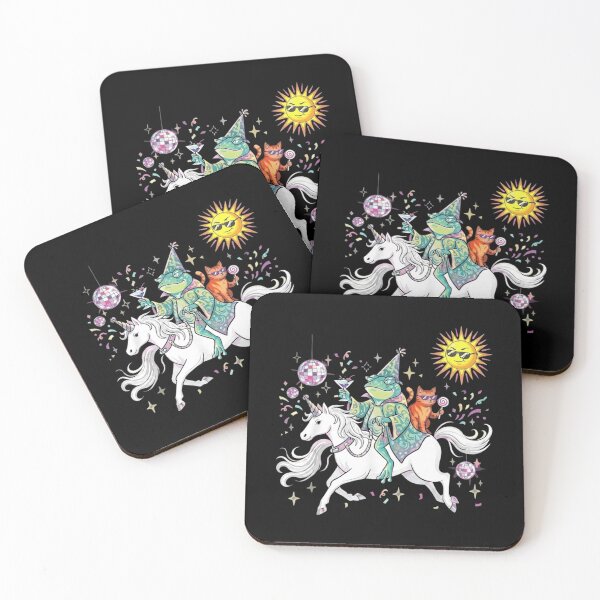 Item preview, Psychedelic Wizard Frog Riding a Unicorn Fantasy Party designed and sold by MiALopezArt.