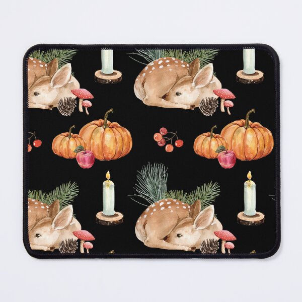 Item preview, Cozy Dark Cottagecore Sleeping Deer Pumpkin Candle Watercolor Pattern designed and sold by FestivityFinds.