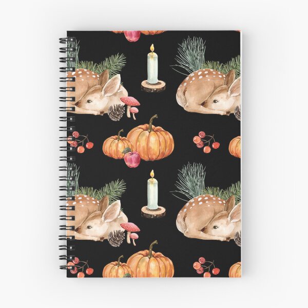 Item preview, Cozy Dark Cottagecore Sleeping Deer Pumpkin Candle Watercolor Pattern designed and sold by FestivityFinds.