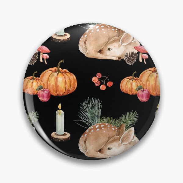 Item preview, Cozy Dark Cottagecore Sleeping Deer Pumpkin Candle Watercolor Pattern designed and sold by FestivityFinds.