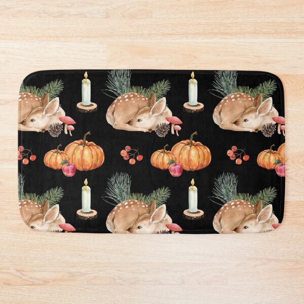 Item preview, Cozy Dark Cottagecore Sleeping Deer Pumpkin Candle Watercolor Pattern designed and sold by FestivityFinds.