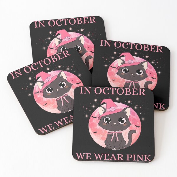 Item preview, Black Cat In October We Wear Pink Awareness designed and sold by LouisaOReilly.