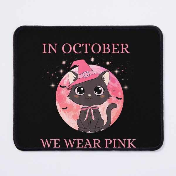 Item preview, Black Cat In October We Wear Pink Awareness designed and sold by LouisaOReilly.